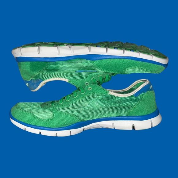 2012 Skechers Womens Flex 22162 Green Blue Running Shoes Sneakers Size 7 - Picture 7 of 8